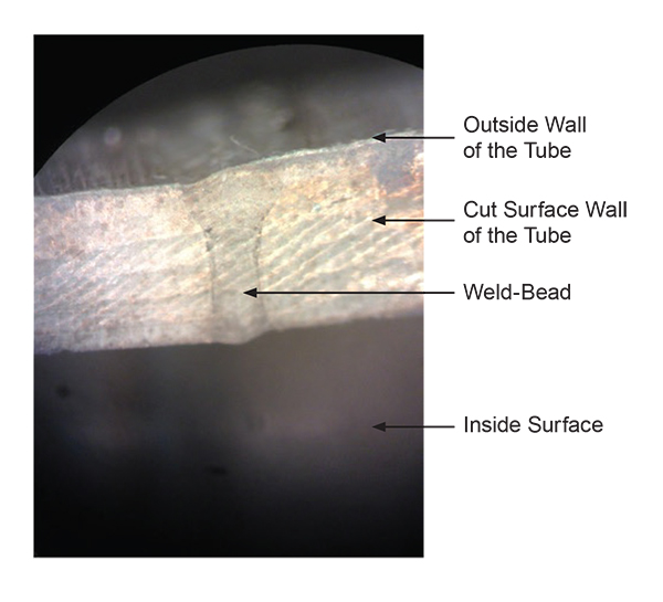 Stainless Steel 2 second Laser butt-weld cross section